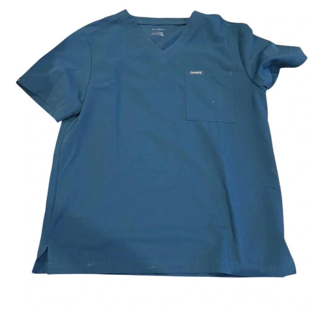 Jaanuu V-Neck Scrub Shirt - Blue, Navy, Teal - Picture 4 of 4